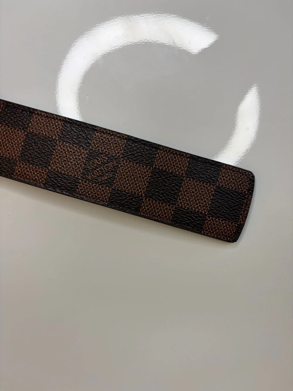 Mens Brown Checkered Genuine Leather Belt Fits Waist 33-35